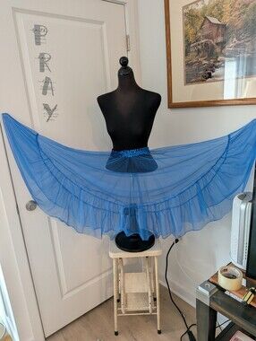Vintage Petticoat Retro Blue Medium Crinoline Slip Underskirt Dance Coquette.